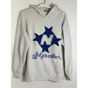 Aelfric Eden Gray Star Chenille Patch Oversized Hoodie Streetwear Medium